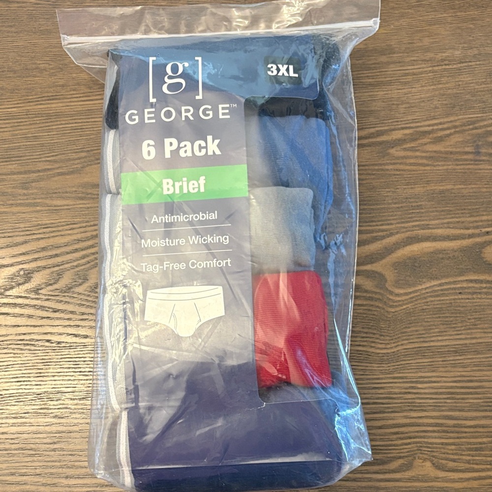 George Men's Briefs 6 Pack - Blue, Gray, Red Variety